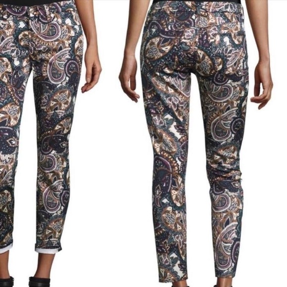 💫HP‼️💫 7 FOR ALL MANKIND Ankle Skinny Jeans in Allover Paisley Print, Size 29 - Picture 2 of 9